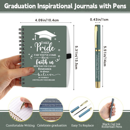FillTouch 10 Sets 2026 Graduation Gifts Bulk Inspirational Spiral Journal with Motivational Pen Kraft Notebooks Class of 2026 Gifts for College Graduate (Boho Color)