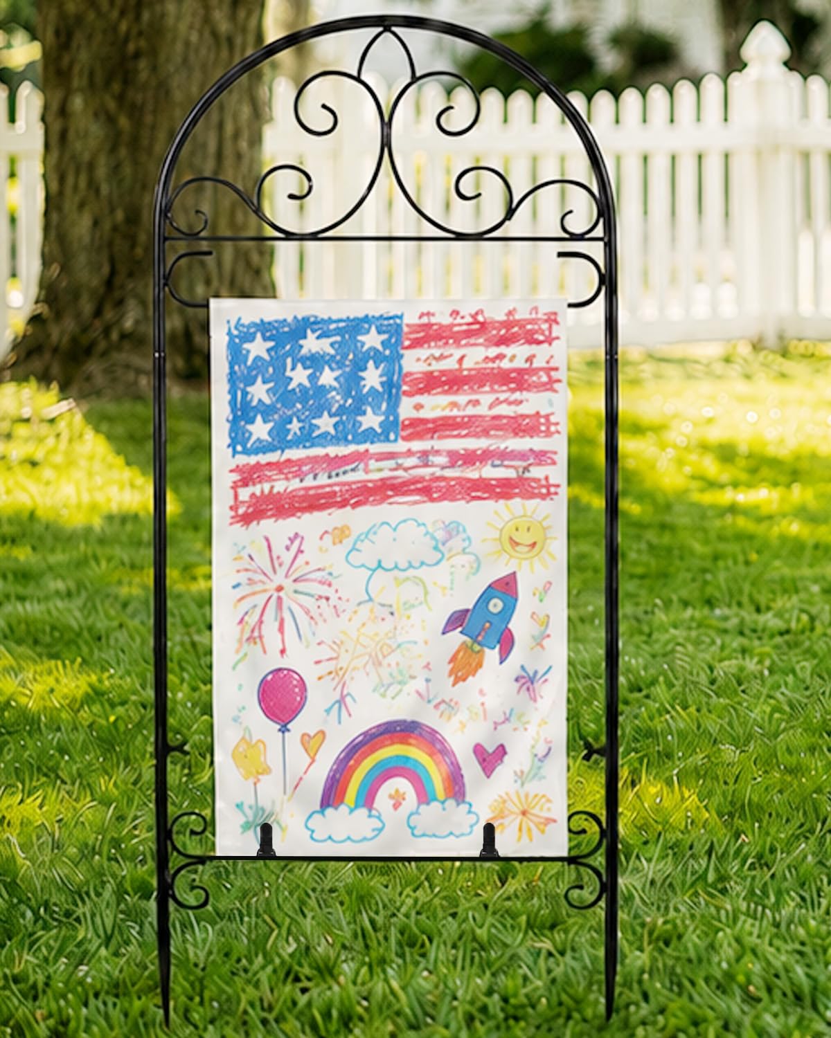 Xeeol Garden Flag Holder 1P, Heavy Duty Metal Yard Flag Stand for Outside, 40in x 16in Flags Stand Pole Fits Max 14in x 22in Flags - Outdoor Lawn Decor(Without Flag)