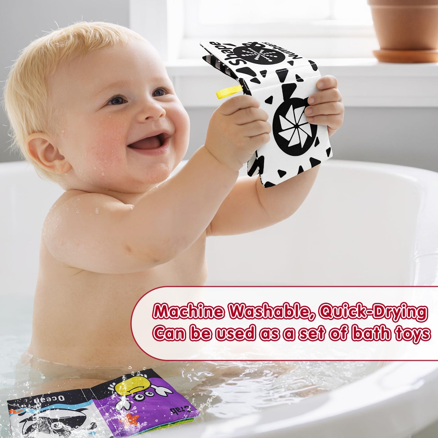 6 PCS High Contrast Black and White Crinkle Cloth Books for Infants 0-3 3-6 Months, Tummy Time Soft Book,Montessori Sensory Toys for Brain Development, Baby Educational Toys Gift for Boys Girls