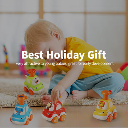 ALASOU 4 PCS Animal Car Toys for 1 Year Old Boy Girl|Baby Toys 1 Year Old Boy Gifts for Toddlers 1-3|Vehicle Toy Set for Toddler Toys 1-2|1st Birthday Gift for Infant 12 18 Months