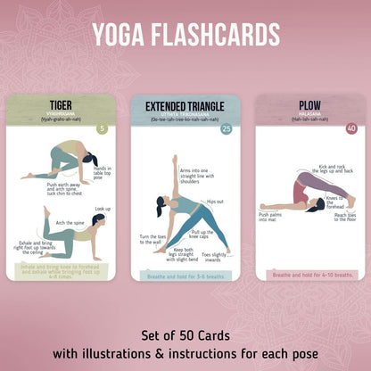merka Yoga Cards Flashcard Deck - 50 Plastic Cards, One Size - 45 Asanas & Sanskrit Names - Yoga Gifts for Women