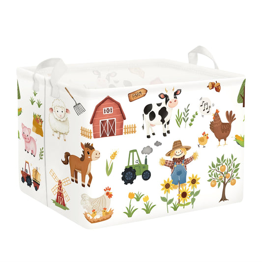 Clastyle Farm Animals Baby Laundry Hamper Leaf Kid Storage Basket Boy Girl Gift Toy Box Collapsible Clothes Organizer Nursery Bin for Bedroom,Sunflowers,40 * 30 * 30 cm