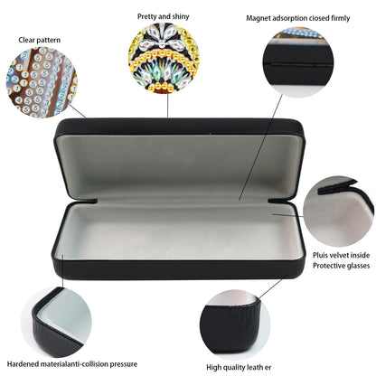 MVVMTOP Diamond Painting Eye Glass Case, DIY Butterfly Diamond Art Glasses Storage Box Sunglass Case for Adults Handmade for Art Craft Gift Travel Sunglass Eyeglasses