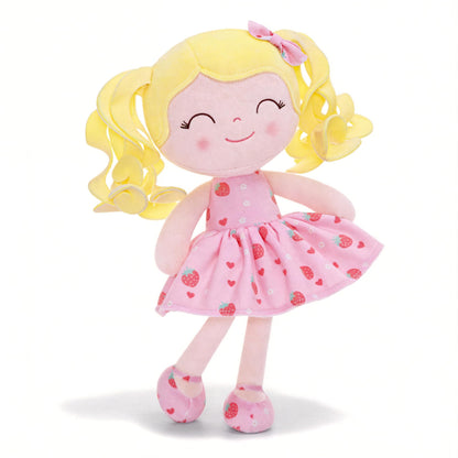 Gloveleya Baby Dolls Soft Snuggly First Baby Girl Gifts Soft Doll for Girls with Strawberry Printed Dress 12inches Fruit Series