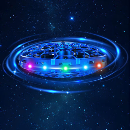 Hand Operated Flying Toy Drone for Kids, 360° Hands Free Motion Sensors Mini Drone with Cool LED Lights, Easy Indoor Small UFO Toy Flying Ball Drone for 6 7 8 9 10+ Year Old Boys and Girls (Blue)