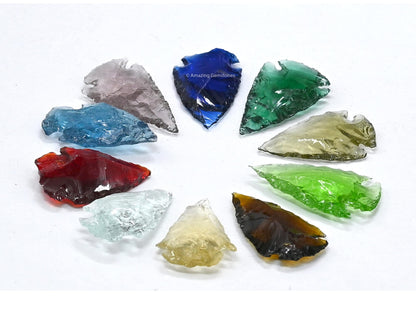 Amazing Gemstone 10 Pieces Mix Color Arrowhead, Crystal and Healing Stone Flint Rock Arrow Head - 1 to 1.5 Arrowheads for DIY Project Craft Point Jewelry Making