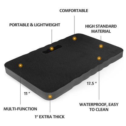 HOOPLE Extra Thick Kneeling Pad, Soft Foam Kneeling Cushion, Waterproof Gardening Knee Pads, Lightweight Knee Mat for Bathing, Workout Supplies, Exercise Yoga, Garden Work Gifts 17.5 x 11 x 1 in, Black