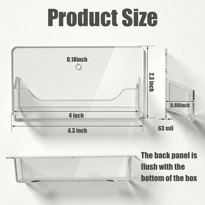 Wesiti 4 Pcs Business Card Holder Wall Mount Clear Acrylic Desk Visiting Card Holder Display Plastic Stand Door Desktop Organizer for Office Home Wall Mount Place on Table Fit 40-50 Business Cards