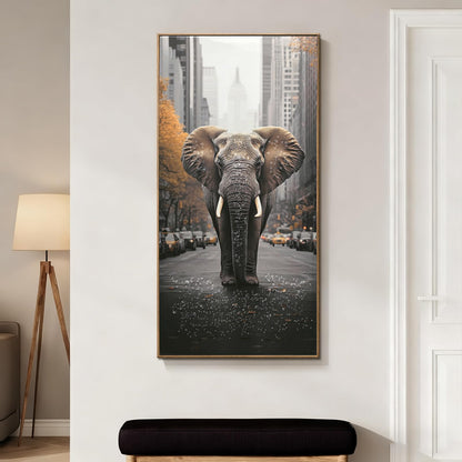 DRLWGTY Abstract Elephant Wall Art,Large Wildlife Paintings Decor with Handmade Crystal Details,Unique Animal Artwork for Living Room Bedroom Office,Ready to hang