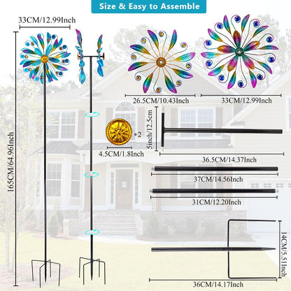 VEWOSTAR Metal Wind Spinners for Outdoor, 360° Spinning Wind Sculpture with Sturdy Metal Stake, Art Decor for Garden, Yard, Patio, Lawn - Ideal Gift for Family & Friends