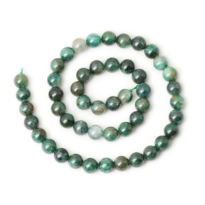 CHEAVIAN 45PCS 8mm Natural Green Mica Gemstone Smooth Surface Round Loose Beads for Jewelry Making 1 String 15 Inches