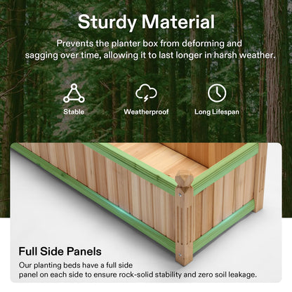 VIVOSUN 3.6 x 1.3Ft Wooden Raised Garden Bed, 43.5 x 16 x 14 Inches, Outdoor Wood Planter Box with Screwdriver and a Liner for Garden, Patio, Balcony, Backyard and Outdoors, 2Pcs