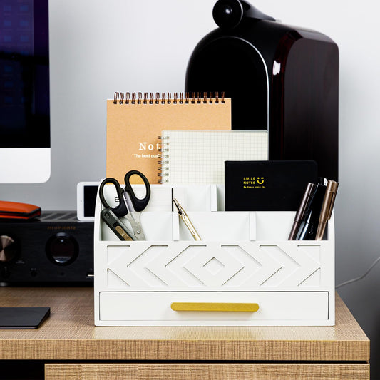 ZALIOJI Wooden Desk Organizer Mail Organizer Countertop, Desktop Organizer Mail Sorter Mail Holder Bill Organizer for Desk, Desk Organizers and Accessories for Women (White)