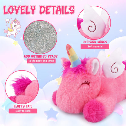 Slojkardon Weighted Unicorn Plush - 11" Pink Unicorn Stuffed Animal for Girls, Cute Huggable Weighted Stuffed Animals Soft Sensory Plushie Toy 0.8 lbs, Birthday Gifts for Kids & Adults