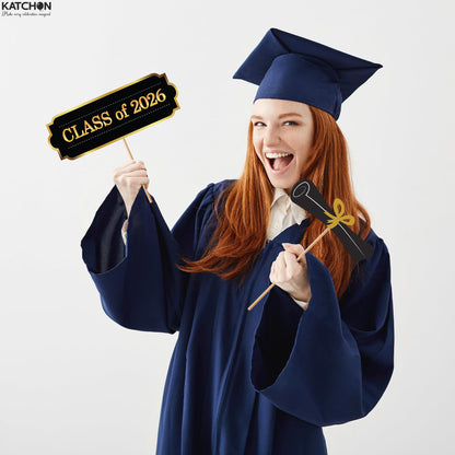 KatchOn, Graduation Photo Booth Props - Pack of 40 | Black and Gold Grad Photo Props, Graduation Decorations 2026 | Congrats Grad Props for Photoshoot 2026, Class of 2026 Decor | Grad Party Supplies