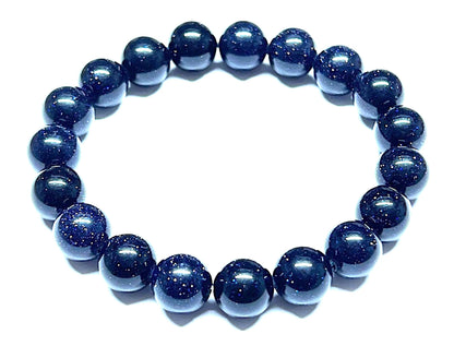 AWAKEN YOUR KUNDALINI Blue Goldstone Bracelet – 10mm Beads, Birthstone & Chakra Energy