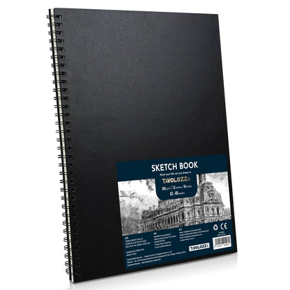 TAVOLOZZA 11.7"x16.5" Spiral Sketchbook, 48 Sheets / 96 Pages, A3 Sketchbook Mixed Media, Hard Cover Sketch Book for Painting, Acid-Free Drawing Pad1