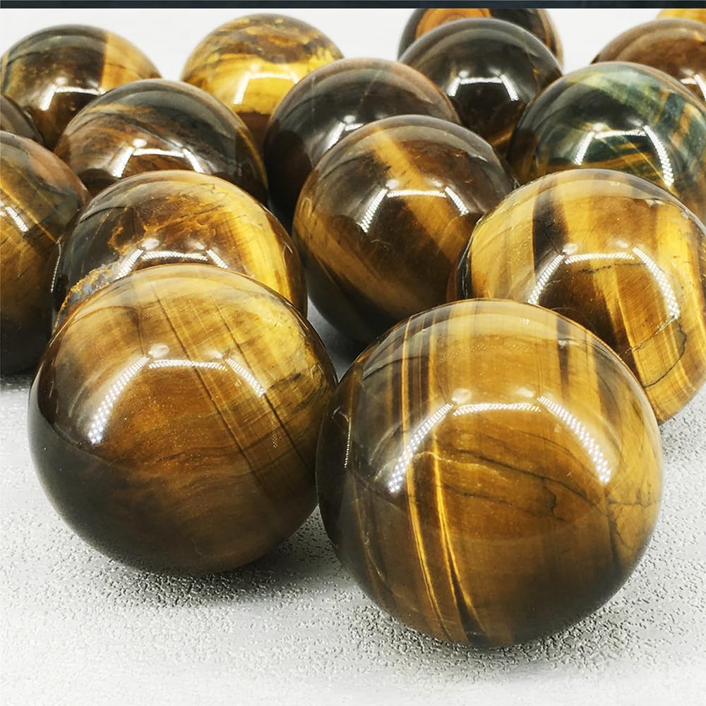 40-50mm Natural Tiger's Eye Crystal Ball, Hand Polished Tiger Eye Stone Sphere, Healing Crystal Decorative Sphere, Reiki Energy Stone Crafts, Feng Shui Home Desktop Ornament Gift