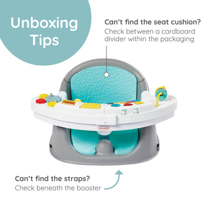 Infantino Music & Lights 3-in-1 Discovery Seat & Booster, Interactive Toddler Seat for Dining Table or Kitchen Chair, Baby Activity Center & Snack Tray, 20 Sounds & Songs, Lightweight Baby Essentials