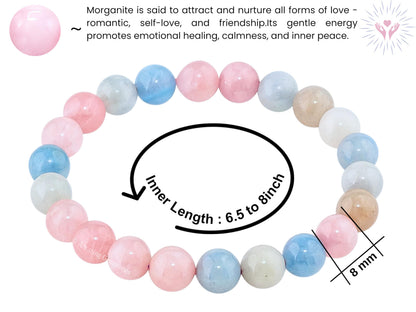 Amazing Gemstone Crystal Bracelet for Women Men's Gifts - Protection Healing Crystal Bracelet - 8mm Gemstone Beaded Stretchable Bracelet Pulseras Para Hombres Mujer Stocking Stuffers Mothers Day Gift (Morganite (Premium))