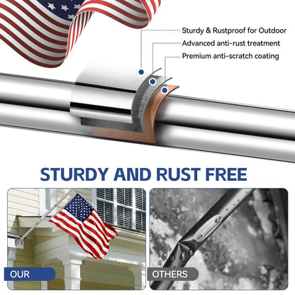 5 FT Flag Pole kit and American Flag 3x5ft with Pole Kit for Outside, Heavy Duty Flag Pole 5FT with 3x5ft American Flag, Stainless Steel Aluminum Multi-Position Flag Pole with Bracket Holder (silver)
