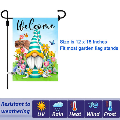 Set of 10 Gnome Seasonal Garden Flags,Double Sided 12 x 18 Inch Yard Flags, Small Garden Flags for Outside, Spring 4th of July Easter Seasonal Flags for Outdoor, Holiday Garden Flags for All Seasons