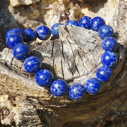 10mm Lapis Lazuli Bracelet | Natural Royal Blue Throat & Third Eye Chakra Crystal Gemstone Beads - Handmade Meditation Protection Jewelry | Beading Tool Kit - Fits for 7-8" Large Wrist