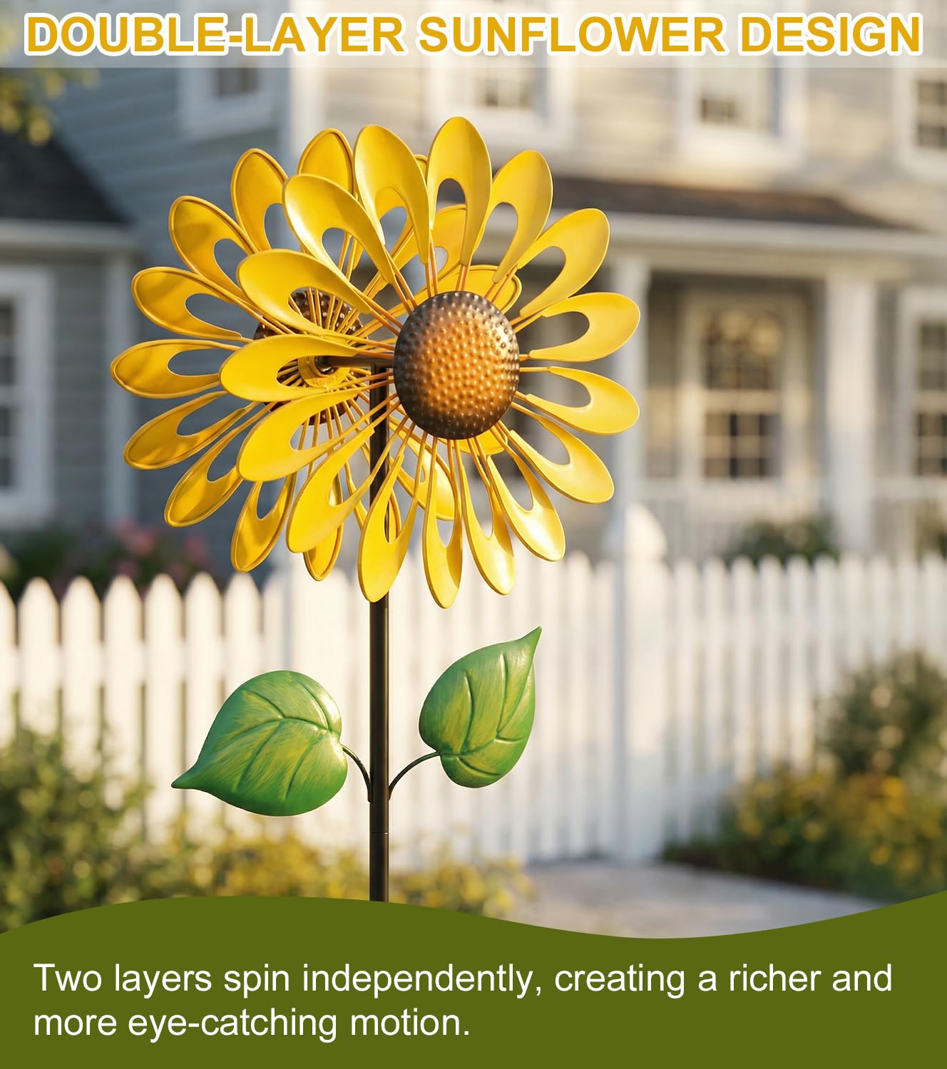 Sunflower Wind Spinners Outdoor, Metal Pinwheel Wind Sculpture for Yard Decorations, Windmill for Yard, Garden, Patio Art