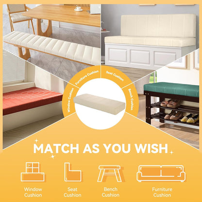 ROFIELTY Window Seat Cushions Indoor, Anti-Cat Scratch Custom Bench Cushion, High Resilience Non Slip Bay Window Cushion, Bench Cushions for Indoor Furniture