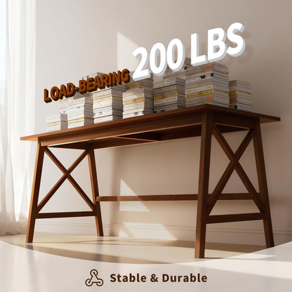 NELYE Modern Solid Wood Desk - 42" Simple Computer Table for Home Office Study Writing Workstation in Walnut, 42" W x 24" D