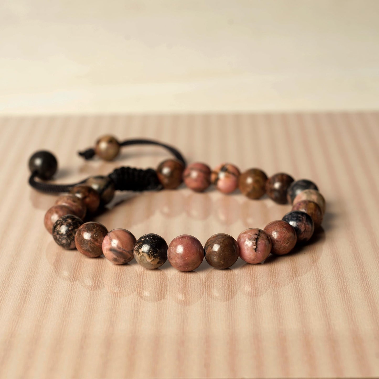 Rhodonite Bracelet & Pendant necklace - Natural Rhodonite Stone jewlery set handcrafted with 8 mm Beads, For Self-love and Self-acceptance - Free Size Unisex Adult