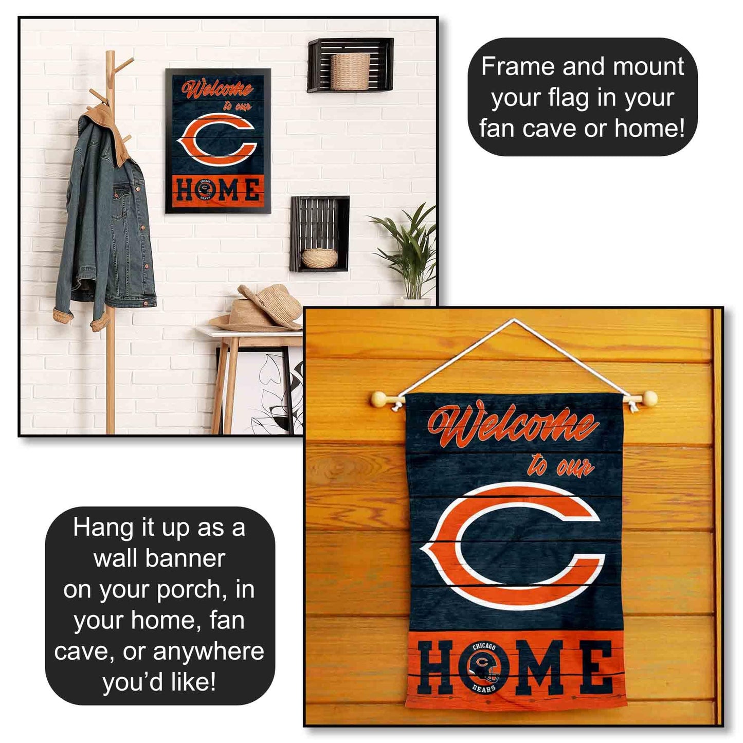 Chicago Bears Welcome Home Decorative Garden Flag Double Sided Banner