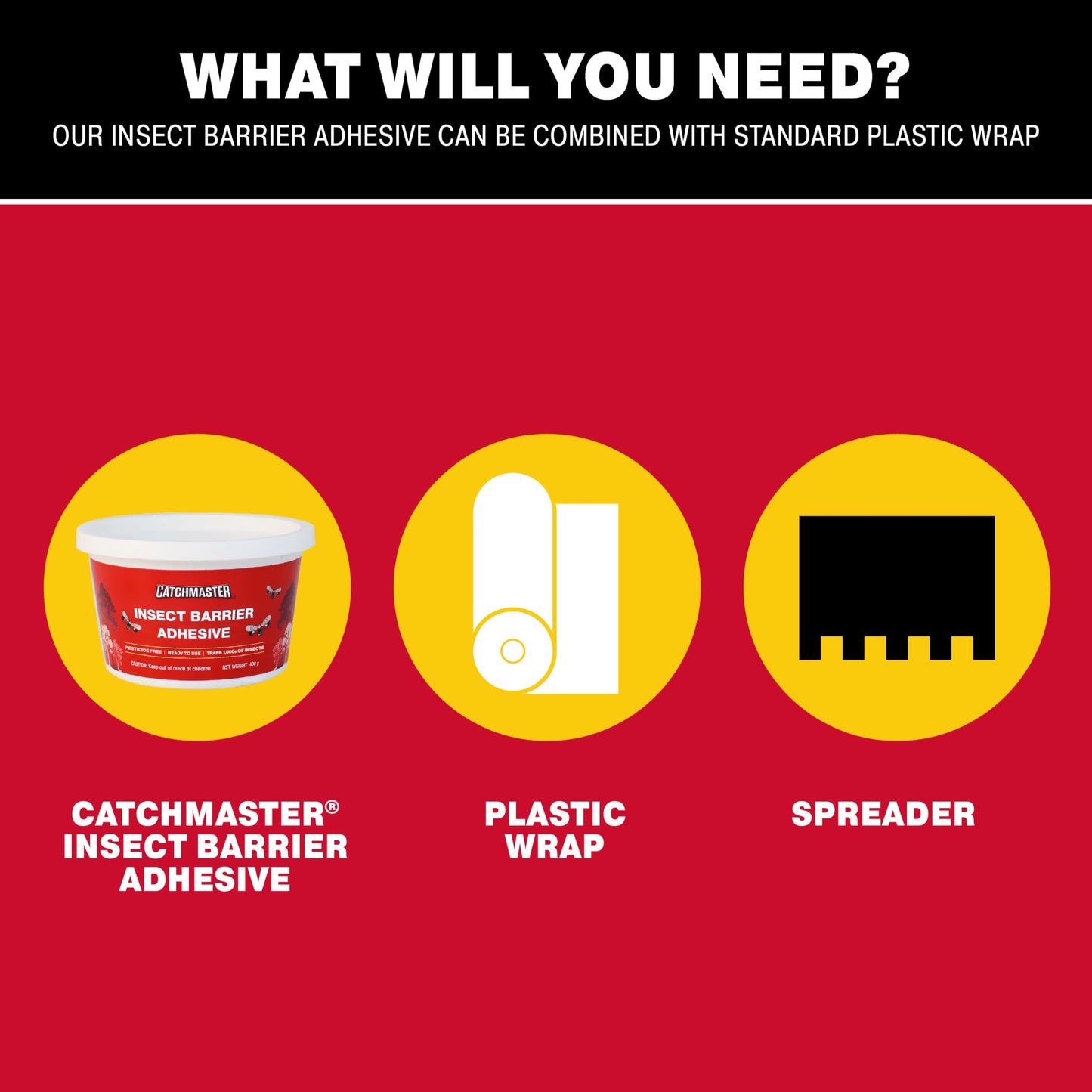Catchmaster Tree Banding Insect Barrier DIY Kit, 15oz Pail & Spreader, Lanternfly & Ant Traps, Outdoor Adhesive Crawling Insect Trap to Protect Trees, Fruit & Plants