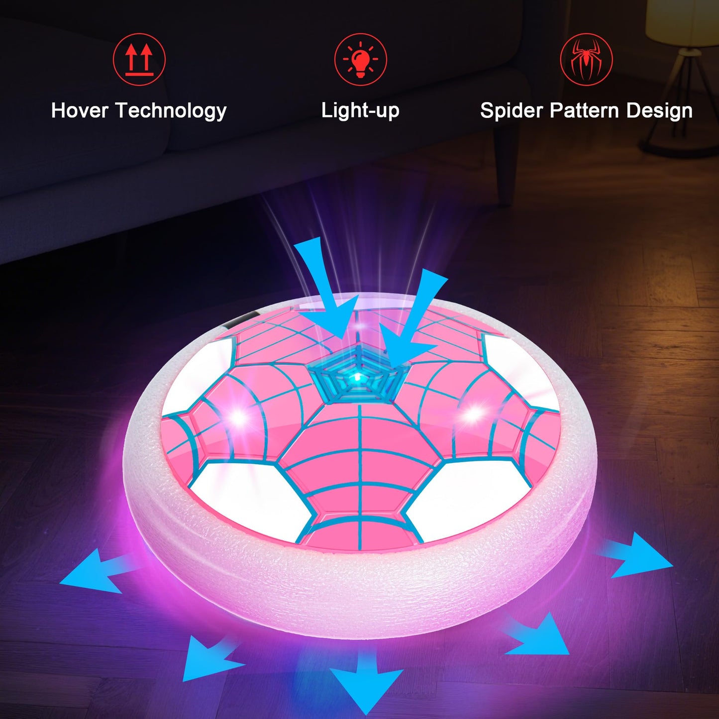 HitToys Hover Soccer Ball Toy for Kids, 2 Pack Indoor Soccer Ball with Led Light for Old Boys Girls Light-Up Toys Floating Football Balls Game Birthday Gift