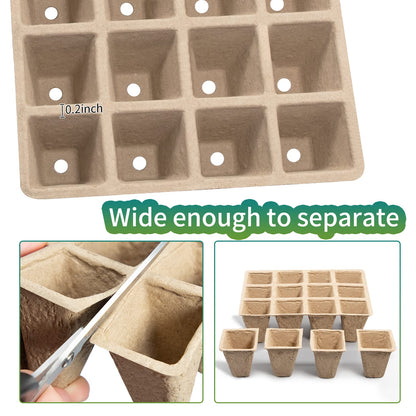 TCBWFY 320Cells Seedling Start Trays,20 Pack Peat Pots Seedling Pots Biodegradable,Seedling Starter Kit,Organic Germination Plant Starter Trays