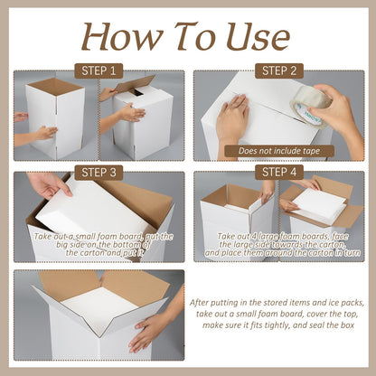 Feifeiya 4 Pack Insulated Shipping Cooler with Foam Panels 11" x 9" x 9" Reusable Shipping Box for Frozen Food Mailing Packing