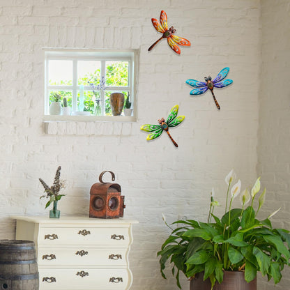 Yonivexis Metal Dragonfly Wall Decor Outdoor wall Art Hanging Decorations Living Room Bedroom Fence Dragonfly Garden Decor, Style1