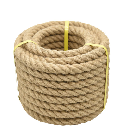 Jute Rope Natural Jute Manila Rope Nautical Hemp Rope Twisted Natural Thick Heavy Duty Ropes for Crafts, Bundling,Anchor, Hammock, Nautical, Tug of War, Railings,Decorate (1-1/2 in X 50 Ft)