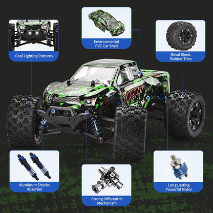 TENSSENX 1:18 Scale All Terrain RC Cars, 40KPH High Speed 4WD Remote Control Car with 2 Rechargeable Batteries, 4X4 Off Road Monster Truck, 2.4GHz Electric Vehicle Toys Gifts for Kids and Adults