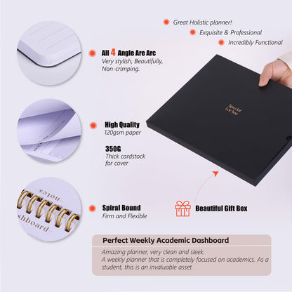 Weekly Academic Planner for Student - 54 Weeks Spiral Dashboard Desk Pad Is The Perfect Organizer for Managing Your School & Personal Life - Study Planner for Year Productivity
