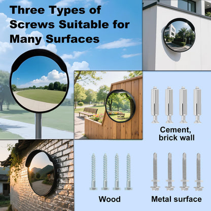 24" Unbreakable Convex Traffic Mirror – Adjustable Bracket, Wide-Angle Security Mirror for Retail Store, Garage, Warehouse, Blind Spot, Office, Parking Lot, Blind Spots Outdoor