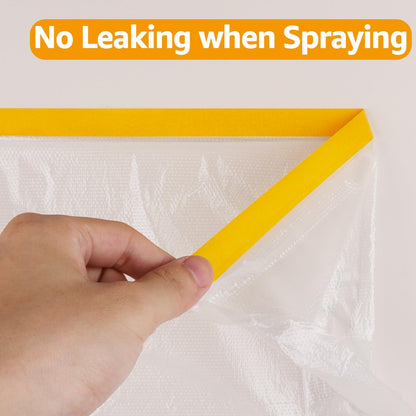 LOYORTY 4 Rolls 8.8 x 65 Feet Painters Plastic Sheeting, Pre-Taped Masking Film, Clear Drop Cloth for Painting, Automotive Covering and Appliance Protection