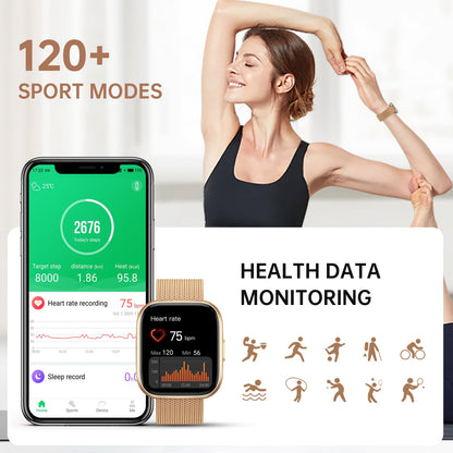 taopodo Smart Watches for Women, 1.91" HD Fitness Tracker (Answer/Make Calls), IP68 Waterproof, 120+ Sport Modes with Heart Rate and Sleep Monitor, Fitness Watch for iPhone/Android