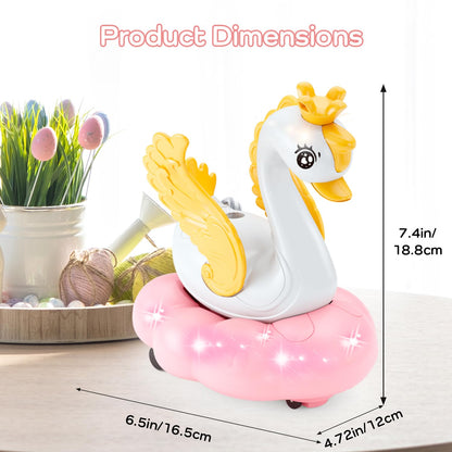 lonfypeng Baby Swan Musical Crawling Toy with Lights, Sounds, Blowing Ball, Infant Sensory Toys, Birthday Gifts for Kids Boy Girl 3 4 5 6 7 8 Years