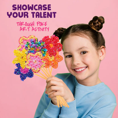Yrinfay Poke Arts and Crafts kit for Kids, DIY 7 Flowers & 2 Butterflies & 1 Dragonfly, Mess Free Creative Game Toys for Girl 6-8 8-12, Gifts for Boys & Girls Ages 6 7 8 9 10 11 12 Years Old