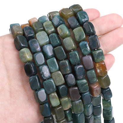 BEADIA Natural Indian Agate Cuboid Stone Loose Semi Gemstone Beads for Jewelry Making 8mmx12mm 38cm/Strand