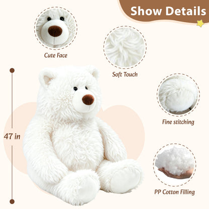 GADXV Giant Stuffed Animals Plush 47 inch, Huge Stuffed Bear Plushies, Large Plush Ploar Bear Animal Gift for Kids Boys, Birthday,Valentine,Christmas