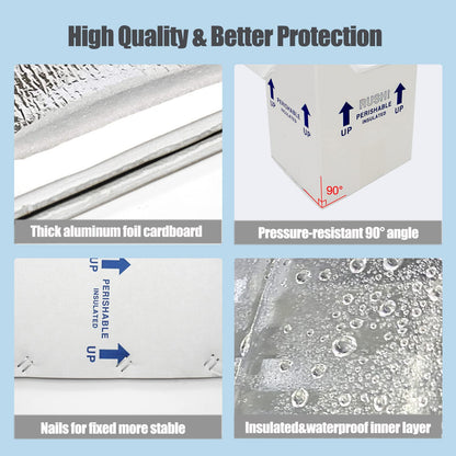 26x11x19" Insulated Shipping Box for Frozen Food, 4 Pack Cold Shipping Boxes Reusable Perishable Shipper Cooler Box for Mailing Double, Insulated Carton with Aluminum Foil Insulated Bag Liner