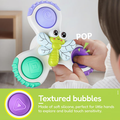 ALASOU 3PCS Pop Suction Cup Spinner Sensory Airplane Travel Toys for 1 Year Old Boy Girl Infant Toddlers|Novelty Spinning Tops 12 18 Months|1 2 Year Old Boy Birthday Gift|Baby Bath Toy Kids Ages 1-3