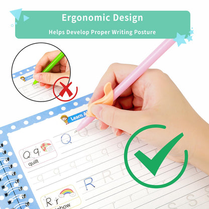 Premium Grooved Handwriting Practice Kit for Kids, Children's Magic Practice Copybook for Writing Practice, Groove Calligraphy Workbooks Tracing Books for Preschool, Homeschool (30 Refills)